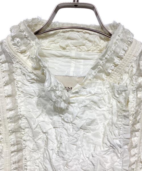 ermanno scervino（エルマノシェルビーノ）ermanno scervino (エルマノシェルビーノ) フリルジャガードジャケット ホワイト サイズ:42の古着・服飾アイテム