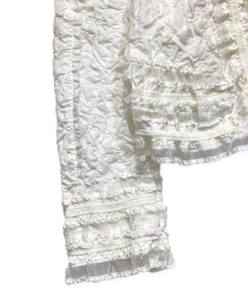ermanno scervino（エルマノシェルビーノ）ermanno scervino (エルマノシェルビーノ) フリルジャガードジャケット ホワイト サイズ:42の古着・服飾アイテム