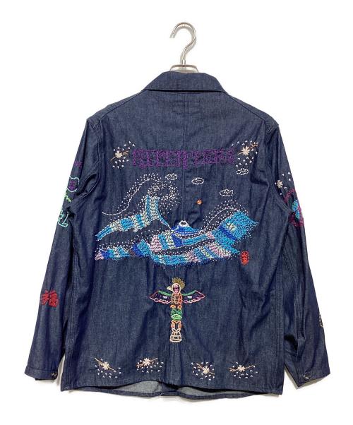 NEPENTHES（ネペンテス）NEPENTHES (ネペンテス) OTAKARA NYC ハンド刺繍デニムカバーオール　OT1498 インディゴ サイズ:XSの古着・服飾アイテム