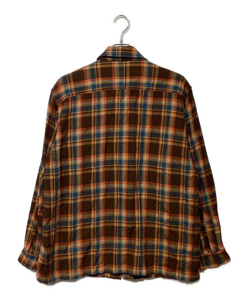 MARKAWARE（マーカウェア）MARKAWARE (マーカウェア) ウォッシャブル紡毛ウールチェック / スナップオーバーシャツA24C07SH01C ブラウン サイズ:2の古着・服飾アイテム