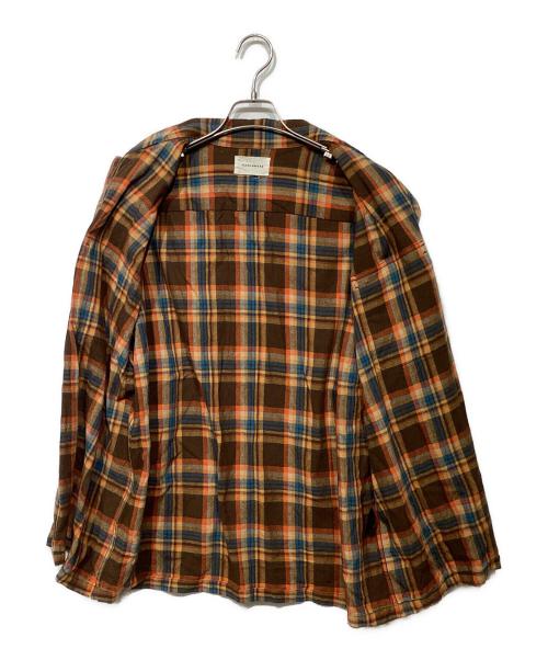 MARKAWARE（マーカウェア）MARKAWARE (マーカウェア) ウォッシャブル紡毛ウールチェック / スナップオーバーシャツA24C07SH01C ブラウン サイズ:2の古着・服飾アイテム