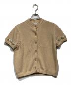 SEVEN TEN by MIHO KAWAHITOセブン テン バイ ミホ カワヒト）の古着「ビジューショートスリーブカーディガン　8S203」｜ベージュ