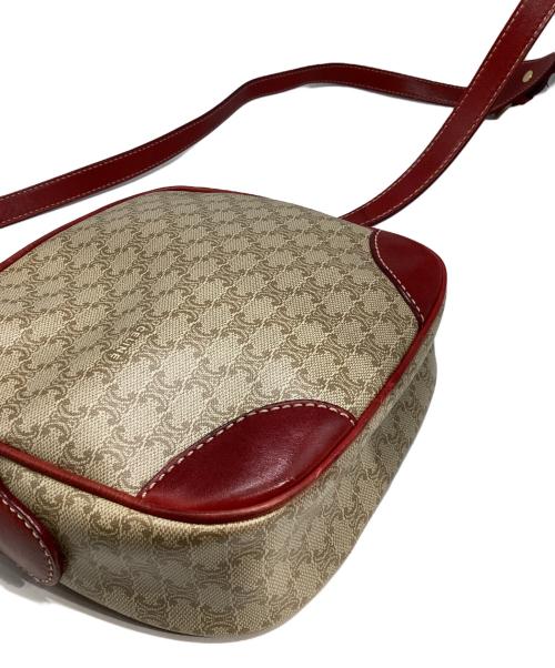 CELINE（セリーヌ）CELINE (セリーヌ) マカダムミニショルダーバッグ ベージュ×レッドの古着・服飾アイテム