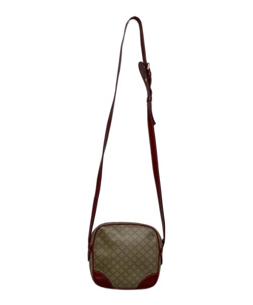 CELINE（セリーヌ）CELINE (セリーヌ) マカダムミニショルダーバッグ ベージュ×レッドの古着・服飾アイテム