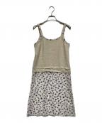 PERVERZEパーバーズ）の古着「Combined Strap Dress」｜ベージュ×パープル