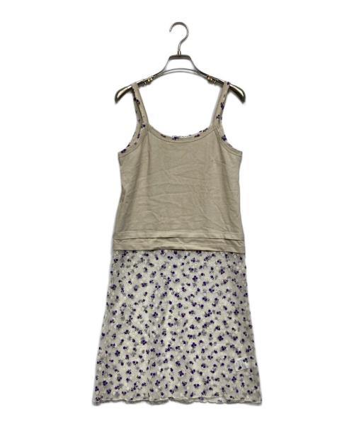 PERVERZE（パーバーズ）PERVERZE (パーバーズ) Combined Strap Dress ベージュ×パープル サイズ:Fの古着・服飾アイテム