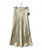 anuansアニュアンス）の古着「サテンバイアスナロースカート」｜イエロー