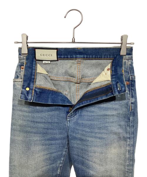 GUCCI（グッチ）GUCCI (グッチ) イチゴ刺繍 デニムパンツ スカイブルー サイズ:22（155/60Y)の古着・服飾アイテム