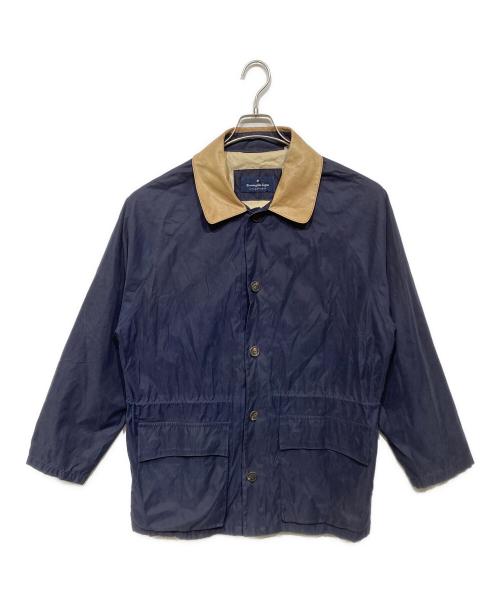 ERMENEGILDO ZEGNA（エルメネジルド・ゼニア）ERMENEGILDO ZEGNA (エルメネジルド・ゼニア) レザーカラー ナイロンジャケット ネイビー サイズ:Sの古着・服飾アイテム