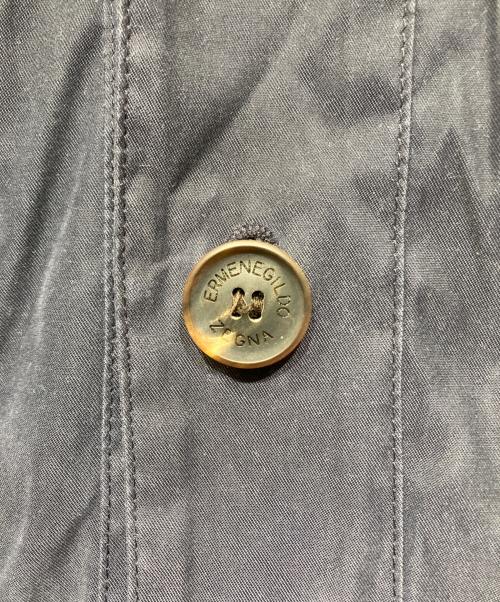 ERMENEGILDO ZEGNA（エルメネジルド・ゼニア）ERMENEGILDO ZEGNA (エルメネジルド・ゼニア) レザーカラー ナイロンジャケット ネイビー サイズ:Sの古着・服飾アイテム