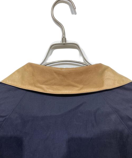 ERMENEGILDO ZEGNA（エルメネジルド・ゼニア）ERMENEGILDO ZEGNA (エルメネジルド・ゼニア) レザーカラー ナイロンジャケット ネイビー サイズ:Sの古着・服飾アイテム