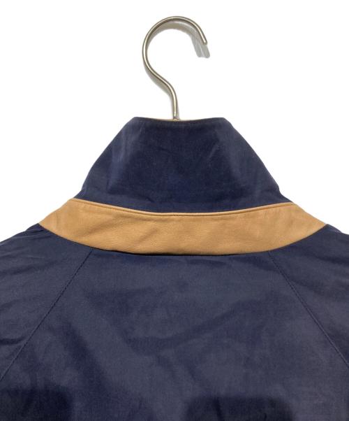 ERMENEGILDO ZEGNA（エルメネジルド・ゼニア）ERMENEGILDO ZEGNA (エルメネジルド・ゼニア) レザーカラー ナイロンジャケット ネイビー サイズ:Sの古着・服飾アイテム