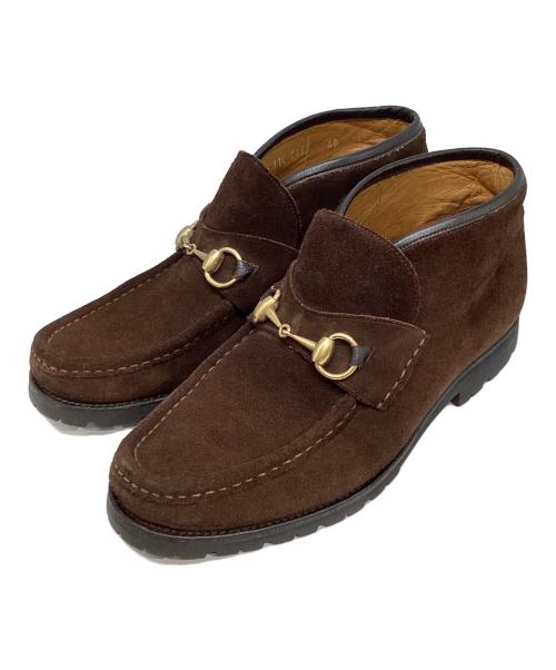 GUCCI（グッチ）GUCCI (グッチ) ホースビットスウェードチャッカブーツ ブラウン サイズ:40の古着・服飾アイテム