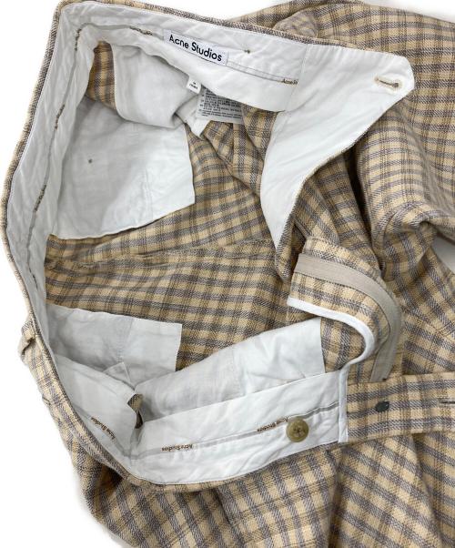 Acne studios（アクネ ストゥディオス）Acne studios (アクネ ストゥディオス) チェックワイドパンツ　FN-WN-TROU000541 ベージュ サイズ:36の古着・服飾アイテム