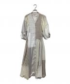 furfurファーファー）の古着「パッチワークワンピースドレス」｜ベージュ