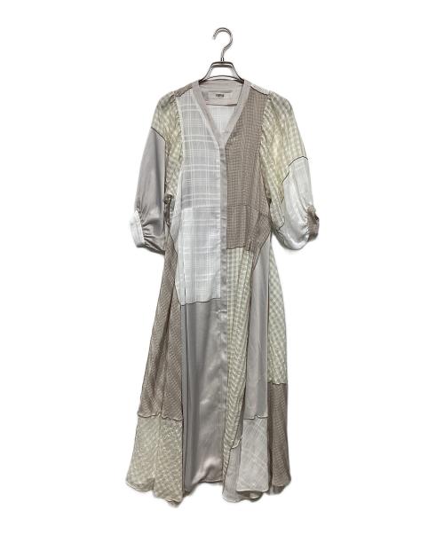 furfur（ファーファー）furfur (ファーファー) パッチワークワンピースドレス ベージュ サイズ:Fの古着・服飾アイテム