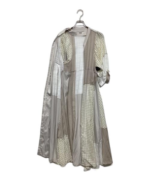 furfur（ファーファー）furfur (ファーファー) パッチワークワンピースドレス ベージュ サイズ:Fの古着・服飾アイテム