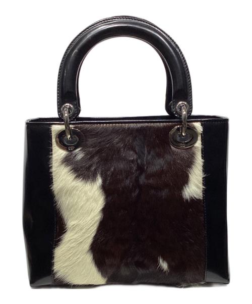 Christian Dior（クリスチャン ディオール）Christian Dior (クリスチャン ディオール) レディディオール ハラコ 2WAYバッグ ブラックの古着・服飾アイテム