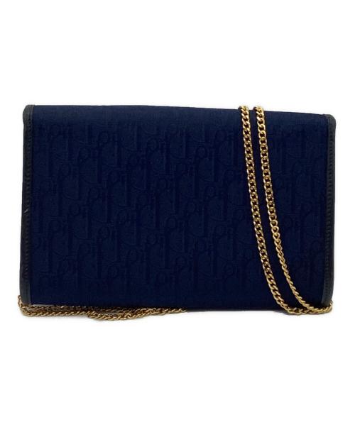 Christian Dior（クリスチャン ディオール）Christian Dior (クリスチャン ディオール) トロッター柄チェーンショルダーミニバッグ ネイビーの古着・服飾アイテム