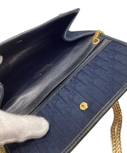 Christian Dior（クリスチャン ディオール）Christian Dior (クリスチャン ディオール) トロッター柄チェーンショルダーミニバッグ ネイビーの古着・服飾アイテム