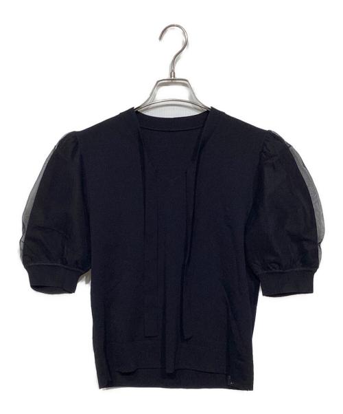 ANAYI（アナイ）ANAYI (アナイ) チュールスリーブ プルオーバー ブラック サイズ:38の古着・服飾アイテム