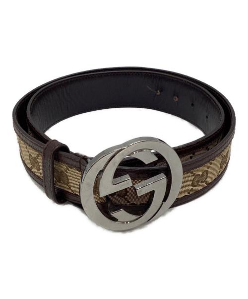 GUCCI（グッチ）GUCCI (グッチ) GG柄インターロッキングベルト114876 480199 ブラウンの古着・服飾アイテム