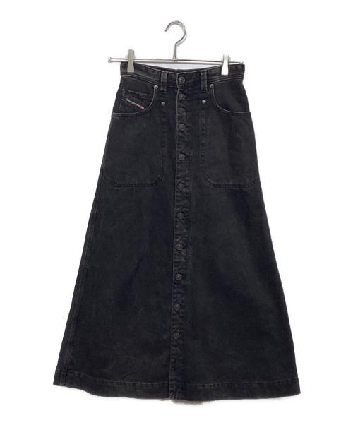 DIESEL（ディーゼル）DIESEL (ディーゼル) DE-ALBUS-L A-LINE LONG SKIRT ブラック サイズ:23の古着・服飾アイテム