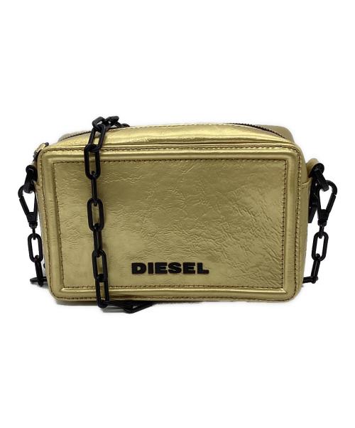 DIESEL（ディーゼル）DIESEL (ディーゼル) メタリックレザー ミニクロスボディバッグ ゴールド×ブラックの古着・服飾アイテム