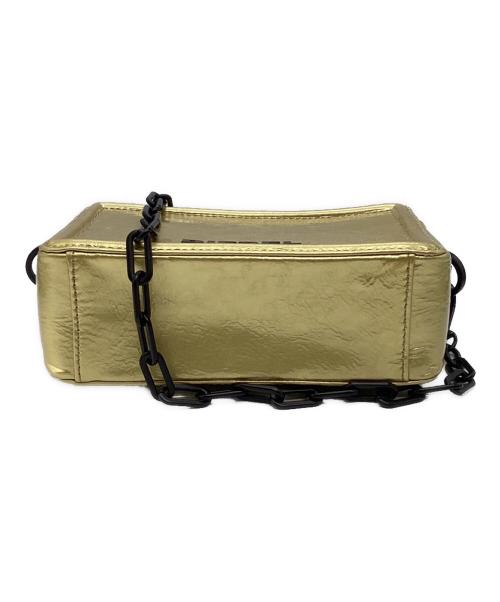 DIESEL（ディーゼル）DIESEL (ディーゼル) メタリックレザー ミニクロスボディバッグ ゴールド×ブラックの古着・服飾アイテム