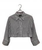HARDY NOIRアルディーノアール）の古着「ストライプクロップドカシュクールシャ」｜ブラック×ホワイト
