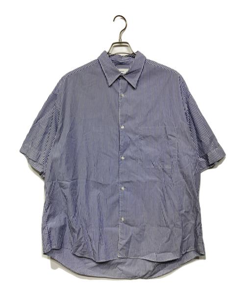 Graphpaper（グラフペーパー）Graphpaper (グラフペーパー) Broad Stripe S/S Oversized Regular Collar Shirt ブルー サイズ:Fの古着・服飾アイテム