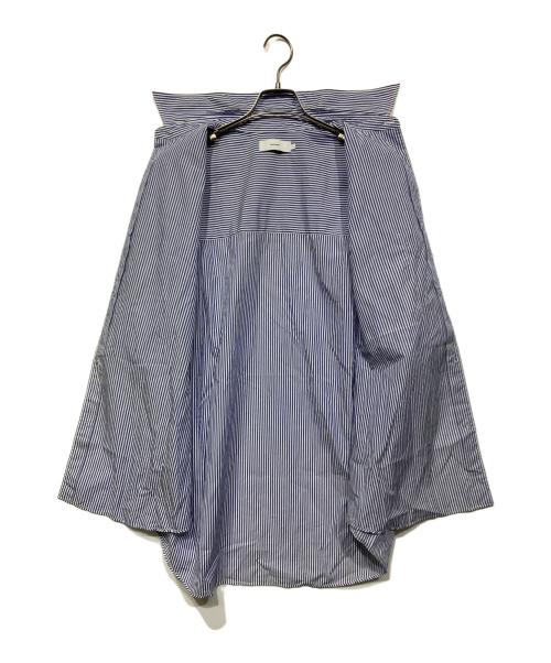 Graphpaper（グラフペーパー）Graphpaper (グラフペーパー) Broad Stripe S/S Oversized Regular Collar Shirt ブルー サイズ:Fの古着・服飾アイテム