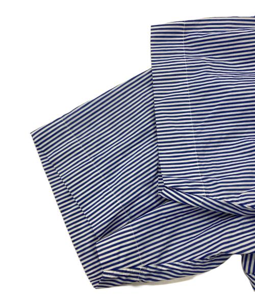 Graphpaper（グラフペーパー）Graphpaper (グラフペーパー) Broad Stripe S/S Oversized Regular Collar Shirt ブルー サイズ:Fの古着・服飾アイテム