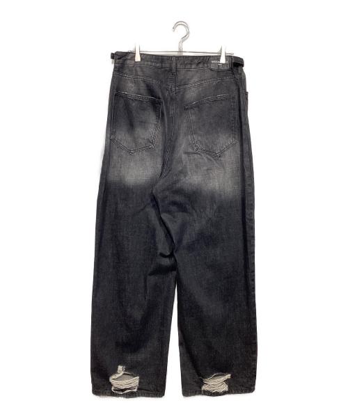 masonprince（メゾンプリンス）masonprince (メゾンプリンス) セミワイド ダメージ加工デニムパンツ ブラック サイズ:XLの古着・服飾アイテム
