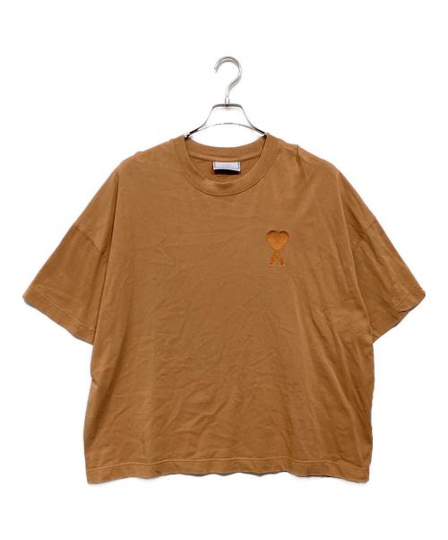 ami（アミ）ami (アミ) ロゴ刺繍Tシャツ ブラウン サイズ:XLの古着・服飾アイテム