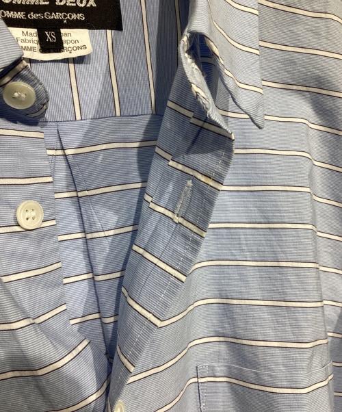 COMME des GARCONS HOMME DEUX（コムデギャルソン オム ドゥ）COMME des GARCONS HOMME DEUX (コムデギャルソン オム ドゥ) ボーダーシャツ　DK-B026 スカイブルー サイズ:XSの古着・服飾アイテム