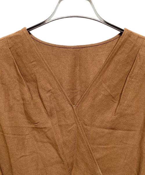 ANAYI（アナイ）ANAYI (アナイ) リネンポプリンカシュクールワンピース ブラウン サイズ:36の古着・服飾アイテム