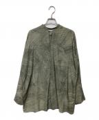 CLANEクラネ）の古着「RADIAL LINE DOUBLE FACE BLOUSE　11122-4322」｜グリーン