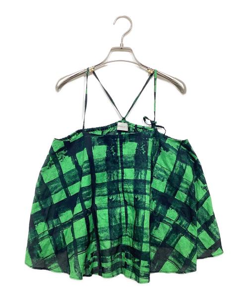 hakuji（ハクジ）hakuji (ハクジ) Checked print flare camisole グリーン×ブラック サイズ:Freeの古着・服飾アイテム