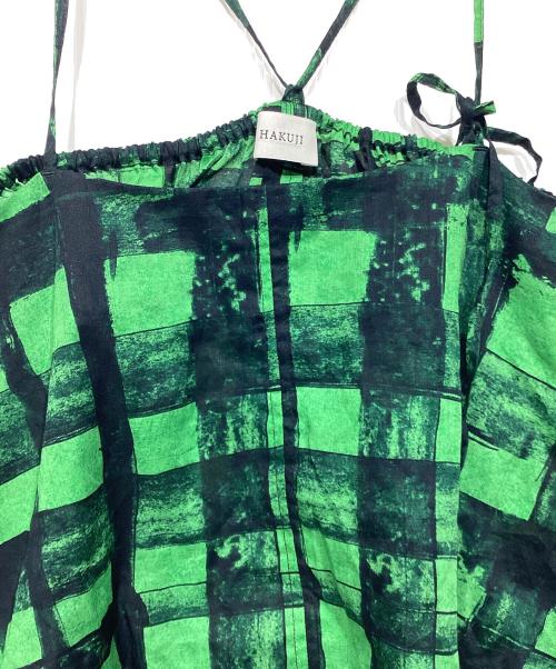 hakuji（ハクジ）hakuji (ハクジ) Checked print flare camisole グリーン×ブラック サイズ:Freeの古着・服飾アイテム