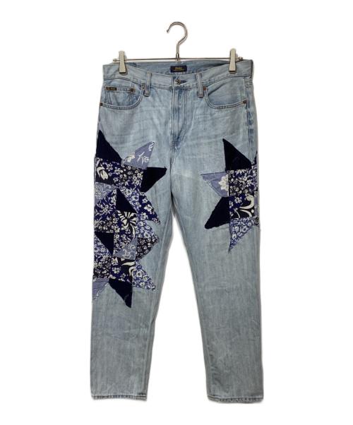 POLO RALPH LAUREN（ポロ・ラルフローレン）POLO RALPH LAUREN (ポロ・ラルフローレン) パッチデニムパンツ ライトインディゴ サイズ:28の古着・服飾アイテム