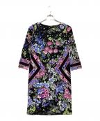 LEONARD FASHIONレオナールファッション）の古着「カンカン花柄ワンピース」｜ブラック