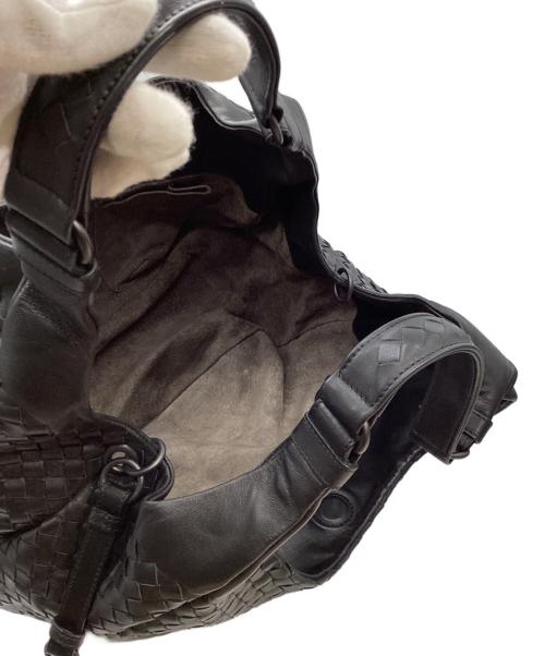 BOTTEGA VENETA（ボッテガベネタ）BOTTEGA VENETA (ボッテガベネタ) イントレチャート カンパーナ レザーハンドバッグ ブラックの古着・服飾アイテム