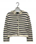 theoryセオリー）の古着「Waverly Cotton Stripe Jacket　ウェーバリー コットン ストライプ ジャケット 4103711」｜ベージュ×ネイビー