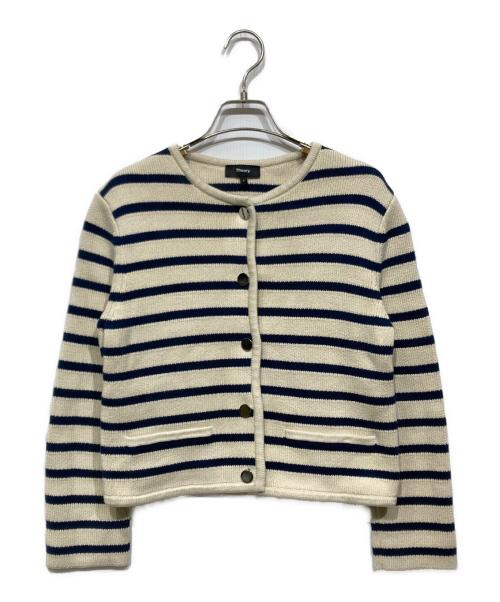 theory（セオリー）theory (セオリー) Waverly Cotton Stripe Jacket　ウェーバリー コットン ストライプ ジャケット 4103711 ベージュ×ネイビー サイズ:Ｓの古着・服飾アイテム