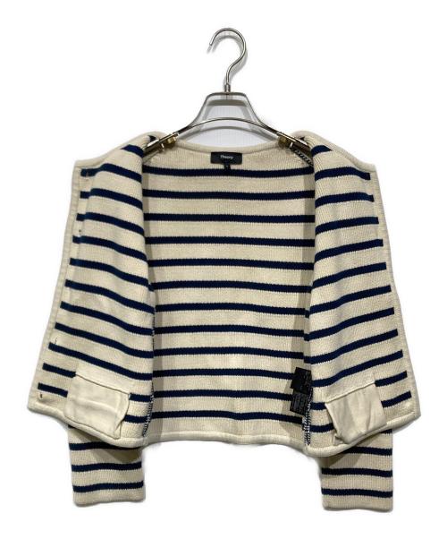 theory（セオリー）theory (セオリー) Waverly Cotton Stripe Jacket　ウェーバリー コットン ストライプ ジャケット 4103711 ベージュ×ネイビー サイズ:Ｓの古着・服飾アイテム