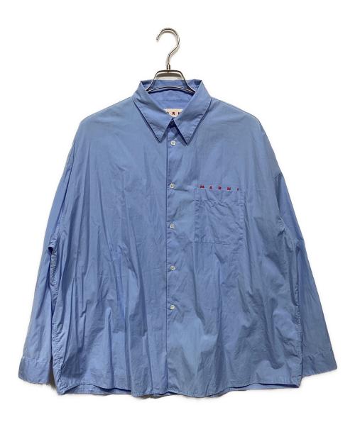 MARNI（マルニ）MARNI (マルニ) コットンポプリンロゴシャツ CUMU0061P2 ブルー サイズ:52の古着・服飾アイテム