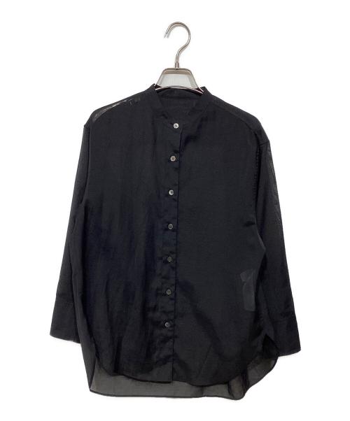 23区（ニジュウサンク）23区 (ニジュウサンク) ウールシアーボイル バンドカラー シャツBLWSNA0203 ブラック サイズ:32の古着・服飾アイテム