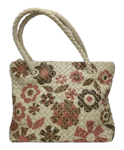 BOTTEGA VENETA（ボッテガベネタ）BOTTEGA VENETA (ボッテガベネタ) イントレチャート 花柄 ハンドバッグ　196267 アイボリーの古着・服飾アイテム