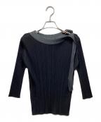 PLEATS PLEASEプリーツプリーズ）の古着「フリンジ リボンプリーツカットソー PP71-JK143」｜ブラック×グレー